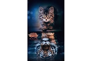 Yusinjoy 5D Diamond Painting erwachsene Diamant Painting Bilder mit 2 Stifte für 2 Personen, DIY Diamond Painting fantasy Malerei für Kinder, Geschenk, Dekoration, 30x40 cm - Katze & Tiger