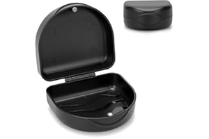 SITARCMIN Zahnspangendose Zahnspangenbox, Prothesendose mit Magnetverschluss, Gebissdose für Aufbissschiene, Spangendose zum Aufbewahren von Zahnspangen (Schwarz)