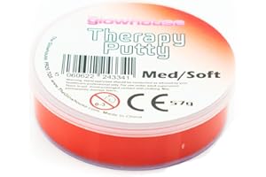 THE GLOWHOUSE Premium Therapy Stucco spremibile, non tossico, per esercizi per le mani, antistress, per adulti e bambini, 57 g (rosso, medi/morbido)