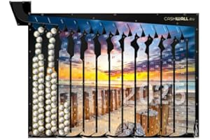 ‎CASHWALL Cashwall - Spardose für ganze Jahr - 365 Münzen - Geld Sparen Challenge | Wandspardose 365 Tage 2 Euro Kalender 2025 | Auszahlung bei vollständiger Füllung | Zum Aufhängen - Für Erwachsene und Kinder