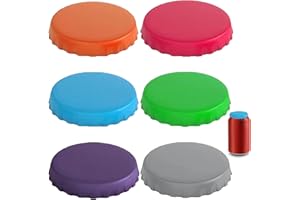 QIANFENSHI 6 Piezas Tapa para Latas,Tapas de Silicona de Colores para Bebidas,Tapa de Silicona,Prueba de Fugas,Material de Silicona,Diámetro 2.1 Pulgadas