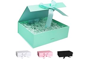 Grantop Caja de regalo con tapa, caja de regalo con cinta azul y papel triturado, cajas de regalo magnéticas grandes para bodas, cumpleaños, Navidad, aniversario (azul)