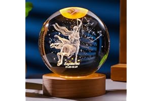 Besot Laser Gravierte Sternzeichen Kristallkugel Miniatur 3D Kristall Handwerk Dekoration Glas Kugel Dekoration Zubehör Geschenk (Sagittarius, 3.15 Inches)