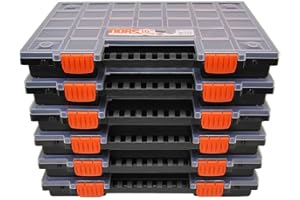 KISTENBERG Skrzynka do sortowania, pusta walizka asortymentowa, magazynek do sortowania małych części z przegródkami, indywidualnie podzielny na małe części i narzędzia, organizer w zestawie 6 sztuk, ok. 399 x