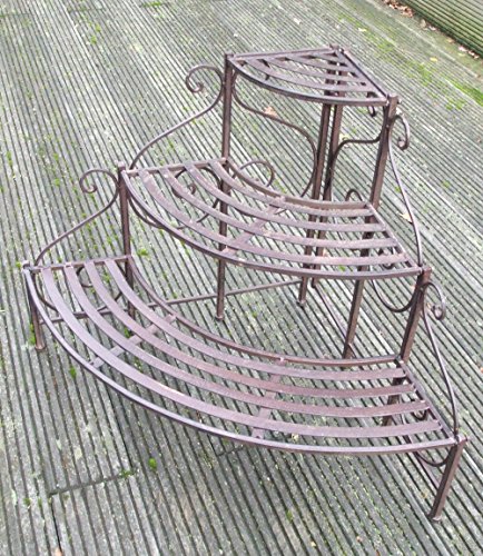 Eck-Blumentreppe, Pflanzentreppe, Blumenbank, Pflanzenregal, 3er, Eisen - 3