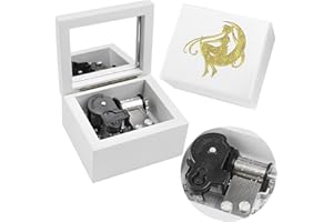 Sinzyo Scatola Musicale in Legno con Movimento a Specchio Regalo di Natale, San Valentino e Compleanno(Scatola di Legno Bianca,Melodia:Moonlight Densetsu)