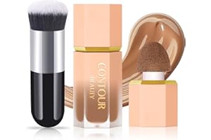 NewBang Liquid Contour Stick, Soft Cream Contour Makeup, Liquid Bronzer Face Concealer Matte Contouring with Cushion Applicator, Long Lasting Silky Face Contour Cream Bronzer Contouring Makeup (101)