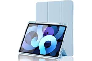 PALKITSEE Custodia Cover per iPad Air 7 11 Pollici 2025 M3/Air 6 2024 M2/5/4 2022 2020 10,9 con Portapenne, Smart Magnetica Trifold, Antiurto, Supporta Pencil 2 Gen, Auto Sveglia/Sonno, Azzurro