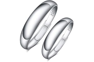 Infinite U Amor Clásico Plata Esterlina 925 Parejas Anillos Ajustables para Compromiso Talla de 9,5 (15,76 mm) a 25 (20,7 mm)