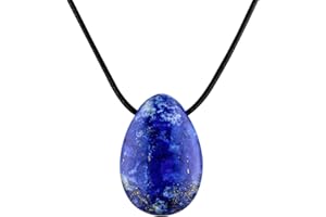 ‎PURAJA PURAJA Edelstein Anhänger aus echtem Naturstein: Lapislazuli | Kristall Kette mit Tropfen Anhänger inkl. edlem Kordband | Premium Heilstein/Glücksstein aus hochwertigen Mineralien