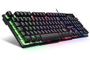 EMPIRE GAMING PC-Tastatur Empire K300 QWERTZ– 105 halbmechanische Tasten, Davon 19 Anti-Ghosting-Tasten, 12 Multimedia-Shortcuts, LED-RGB-Rückbeleuchtung