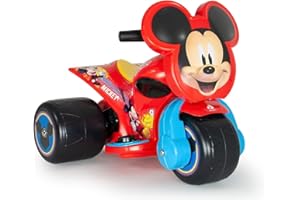 INJUSA - Moto Samurai Mickey Mouse, per Bambini da 1 a 3 anni, Moto Elettrica per Bambini a Batteria 6V, con Acceleratore a Pedale e 3 Ruote in Plastica, Velocità Massima 3 Km/h, Colore Rosso