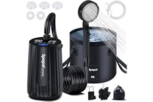 SPOPAL Doccia Portatile, [10000mAh - con 20L Secchio Pieghevole] Doccia da Campeggio, Doccia Campeggio con Display di Potenza, Doccia Ricaricabile Esterna per Spiaggia Giardino Animali, Escursioni, Auto