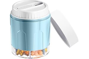 Zoksi Large Pill Box Organiser for Monthly, Pill Bottle for Vitamin or Supplement, Medicine Storage Box with 7 Large Compartments, Medicine Pots with Two Lids, Tablet Organiser for Medication(Blue)