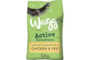 Wagg Active Goodness Complete Dry Adult Dog Food Chicken & Veg 12kg - For All Active Working Dog Breeds