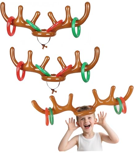 Jeu De Lancer De Bois De Cerf Gonflable - 10 Pièces Pour Noël, Fêtes En Famille, Intérieur/Extérieur