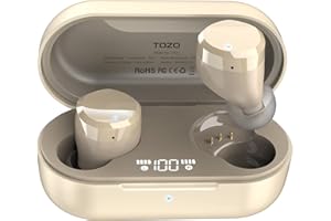 TOZO T12 bezprzewodowe słuchawki douszne Bluetooth, jakość dźwięku premium, bezprzewodowa obudowa do ładowania, cyfrowy wyświetlacz inteligentny LED, IPX8, wodoodporne słuchawki, wbudowany mikrofon, do uprawiania sportu