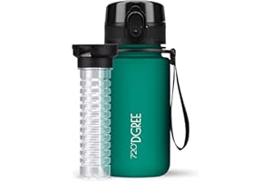 720°DGREE Gourde, Bouteille d’Eau “uberBottle“ +Fruit-Infuseur – 350ml, 500ml, 650ml, 1l, 1,5l - sans BPA, Étanche, Anti-Fuite, Réutilisable, Légère - Idéal pour École, Sport, Fitness, Gym, Travail