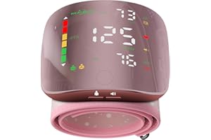 DOUBLE LOVE Wrist Blood Pressure Monitor with Led Touch Screen -Adjustable Wrist Blood Pressure Cuff from 5.1 inches to 9.3 inches,Rechargeable Wrist Bp Monitor with 99x2 Reading Memory and Carrying Case(Pink)