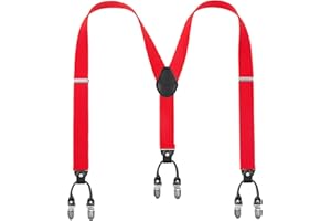 Lafayon Mens Braces 6 Clips Y-Back 3.5 cm Heavy Duty Adjustable Elastic Braces for Men Trousers with Strong Metal Clips and Gift Box