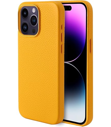 SURPHY Lederhülle Für IPhone 15 Pro Max 6,7" Mit MagSafe – Inklusive Displayschutzfolie (kühles Weiß)