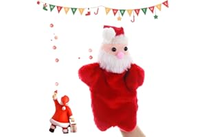 Weihnachtshandpuppen,Biluer 1PCS 30CM Weihnachtsmann Handpuppe Cartoon Weihnachten Finger Plüsch Spielzeug Weihnachtshandpuppe Kinder geeignet zum Geschichtenerzählen und Rollenspiel