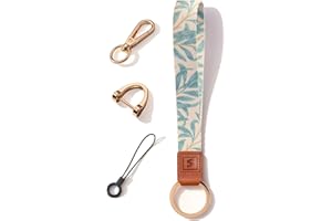 SENLLY Porte-clé Clef Bracelet Lanière tour de Poignet Cordon Strap avec Metal Ring et Cuir Véritable, Idéale Pour clés, porte badges, téléphone portable, ID Card Holder
