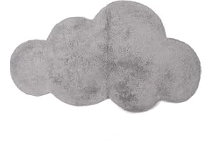 Biancheria Store Tappeto A Forma di Nuvola 60x100 cm 100% Cotone | Tappeto Scendiletto Nuvola Cameretta Morbido | Lavabile in Lavatrice - Grigio