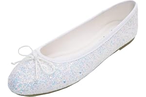 Feversole Women's Sparkle Memory Foam Cushioned Colorful Shiny Ballet Flats Pumps Glitter Around Ballet Flat Pumps