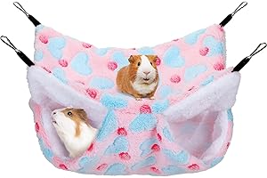 ZYEKIU Hamaca para Hurones, 34 x34cm Hamaca de Hámster Cómoda Cálida Cama, Hamacas Colgante de Animales Pequeños, Hamacas de Doble Capa para Chinchilla Hurón Ardilla Hámster (Rosa)
