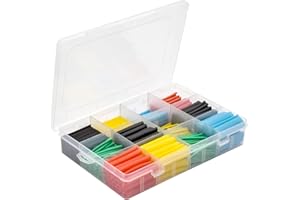 Bailinks 560 Pièces gaine thermorétractable, kit Tubes Thermorétractables2:1, gaine thermorétractable étanche pour fixer et protéger diverses pièces (5 couleurs, 12 tailles)