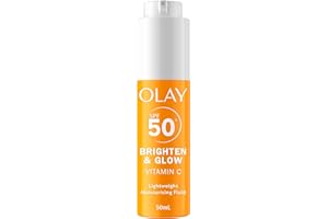 Olay Vitamin C Brighten & Glow 3in1 Moisturising Fluid SPF50+ Hydrating Skincare Moisturiser and Primer with Niacinamide