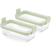 L&eacute;ku&eacute; Mini Rectangular Clear Glass Baskets for Air Fryer, Set of 2