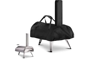 Fenghome Pizza Oven Cover for BIG HORN, Portable Pizza Oven Accessories Waterproof Pizza Oven Covers with Chimney Outdoor Protective Carry Cover-59x39x20cm(Black)