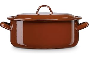 briebe Cacerola Inducción 18 cm, Cazuela 1,8 L con Tapa Acero Esmaltado Vitrificado, Apta Vitrocerámica, Fuego, Gas, Horno, Terra Vintage Marrón Teja