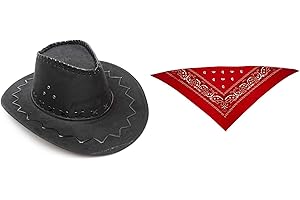 ZZ DISFRAZZES Kit Sombrero y pañuelo vaquero infantil - Pack Disfraz perfecto para Carnaval, Halloween y fiestas temáticas