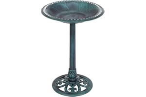 Dreamade Bird Feeding station, Bird Feeder, Bird Food Dispenser, Bird Feeder House, Bird Drinking/Feeding Place, Bird Feeding Place, Birds Water Bowl with Retro Design, Green