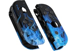 eXtremeRate Soft Touch Grip Niebieski Płomień Joycon Handheld Controller Housing z Pełny Zestaw Przycisków, DIY Wymiany Shell Case dla Nintendo Switch & Switch OLED Model Joy-Con – Console Shell Nie Jest Wliczona W Cenę