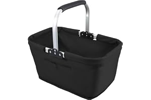 OuryTech Shoppingkorg, 26 L hopfällbar shoppingkorg, robust bärkorg och picknickkorg, stor hopfällbar korg för familj, för shopping, resor och camping