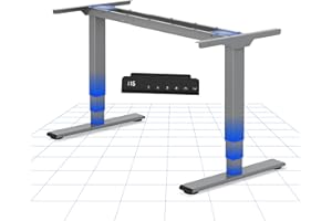 ‎FLEXISPOT FLEXISPOT Höhenverstellbares Tischgestell, Doppelmotor und 3-stufige Beine, 60-125cm Höhenverstellung Tischgestell mit LED-Höhenanzeige, 4 Memory-Positionen und Kollisionsschutz (Attraktives Grau)