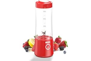 Mulli Tragbarer Mixer, USB-C wiederaufladbarer persönlicher Mixer für Smoothie und Shakes, Mini-Mixer mit sechs Klingen für Babynahrung, Reisen, Fitnessstudio