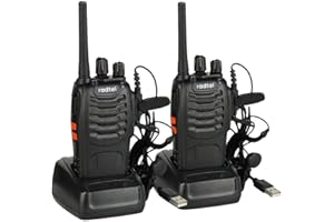 Radtel RT88 PMR446 Walkie Talkie Recargables 16 Canales Walkis Profecionales Walky Walky Radiocomunicación con Carga Tipo USB Pinganillos Antena Clip para Construccion Restaurante Supermercado
