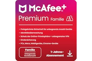 McAfee+ Premium– Einzelperson, Virenschutz- und Internet-Sicherheitssoftware für eine unbegrenzte Anzahl an Geräten PC/Mac/iO