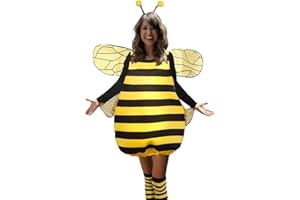 Nicoxijia Halloween Bee Costume Dress for Women Funny Animal Halloween Bee Dress with Wings Cosplay Fancy Costume for Party