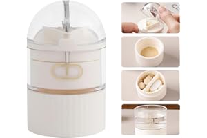 Dzmuero Coupe medicaments, Coupe comprimé, Broyeur medicament, 4 fonctions, couper les médicaments, stocker les médicaments, écraser les médicaments, gobelet deau, boîte à pharmacie portable (Blanc)