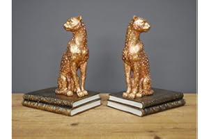MAISONICA Set Heavy Proud Leopard Bookends - Black & Gold Retro Decoration