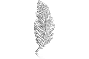 MABAHON Fashion feather brooch,brooches for women uk,fashion crystal delicate feather brooches elegant crystal brooch Clothing Accessories for dresses, sweaters and scarves (silver)