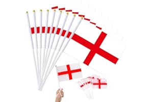 AURBLYN 24PCS Mini England Flag Decorations for the 2026 World Cup St Georges Flag Hand Held Small Flags 14x21cm with Handle ideal for the World Cup Football Matches Celebrations Parties and Parades