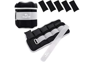 FRAGRAIM Pesas Tobillos Ajustables 1-1,5/2/3/4/5/6/8/10 kg Par con Pesas Extraíbles para Footing, Gimnasia, Aerobic, Fisioterapia