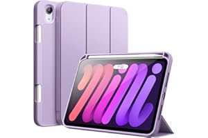 JETech Etui dla iPad mini (A17 Pro, Model 2024, 7. Generacji) / mini 6 (Model 2021, 6. Generacji) z uchwytem na długopis, Szczupły Pokrowiec na Tablet z Miękki Tył z TPU (Jasny Fiolet)
